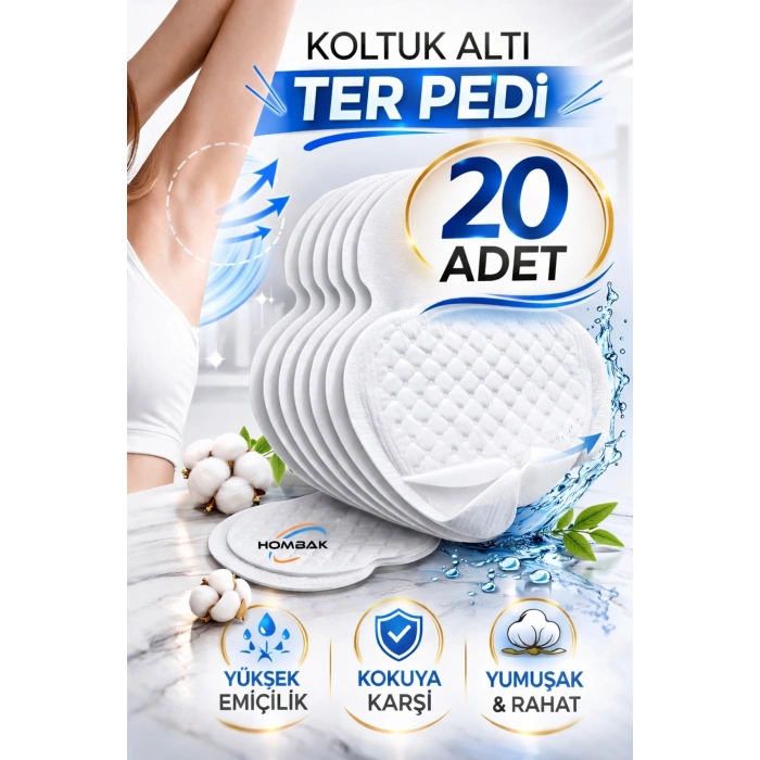 20 Adet Koltuk Altı Ter Pedi Ter Emici, Koku Yapmayan, Giysi Koruyucu Ter Önleyici Ped