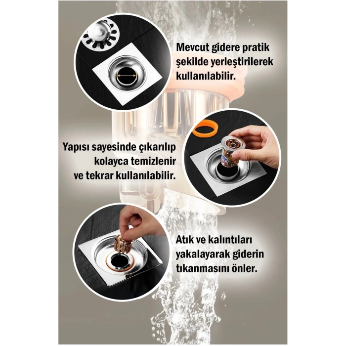 Koku Önleyici Çekvalfli Lavabo Banyo Gider Adaptörü Geri Akış ve Haşere Engelleyici