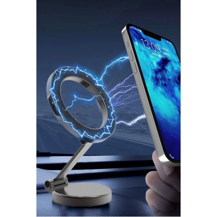 Manyetik Telefon Tutucu Araç İçi 360° Döner Premium Metal Stand Güçlü Mıknatıslı Telefon Tutacağı