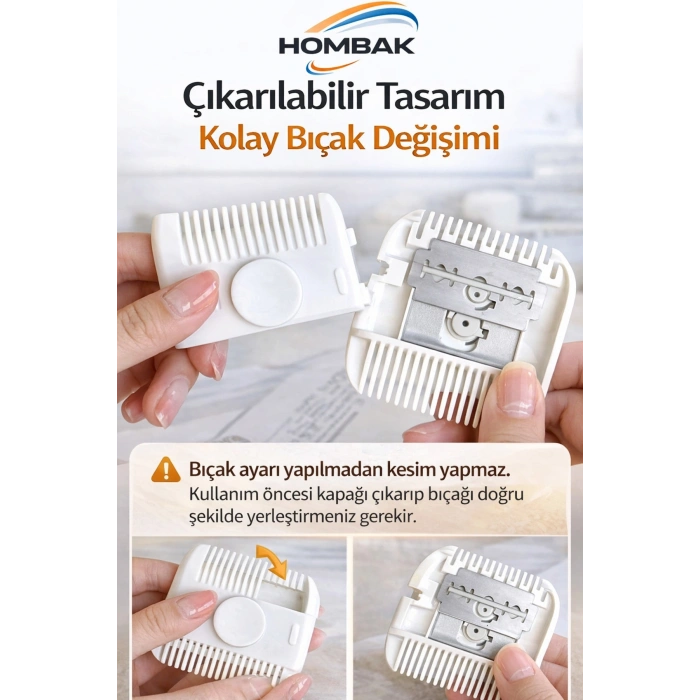 2’si 1 Arada Saç Kırık Alma Tarağı Ayarlanabilir Jiletli Saç Düzeltici Tarak Profesyonel Saç Bakım