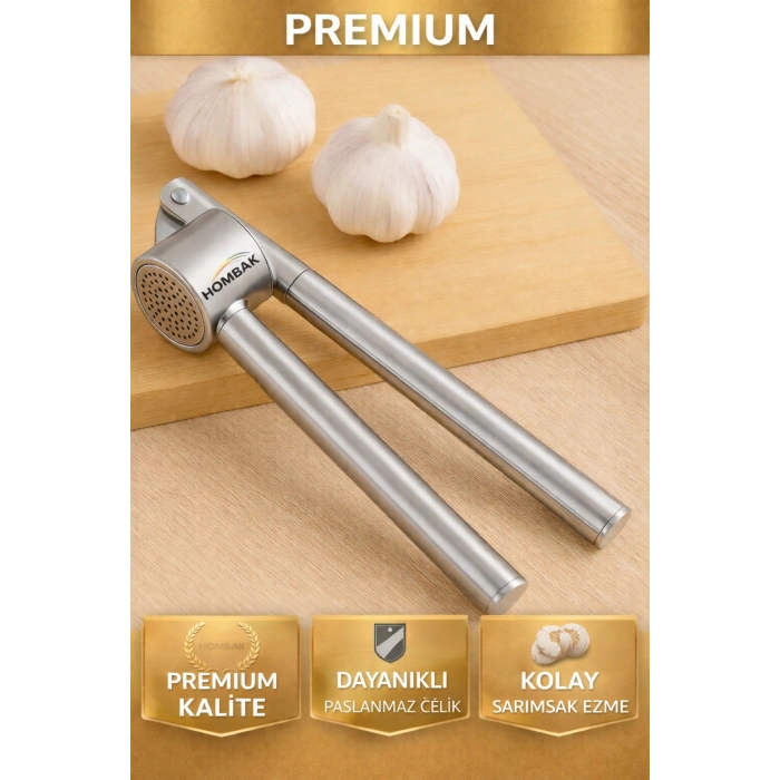 Premium Paslanmaz Çelik Koncıs Sarımsak Ezici Pratik Sarımsak Ezeceği Lüks Çelik Sarımsak Ezeceği