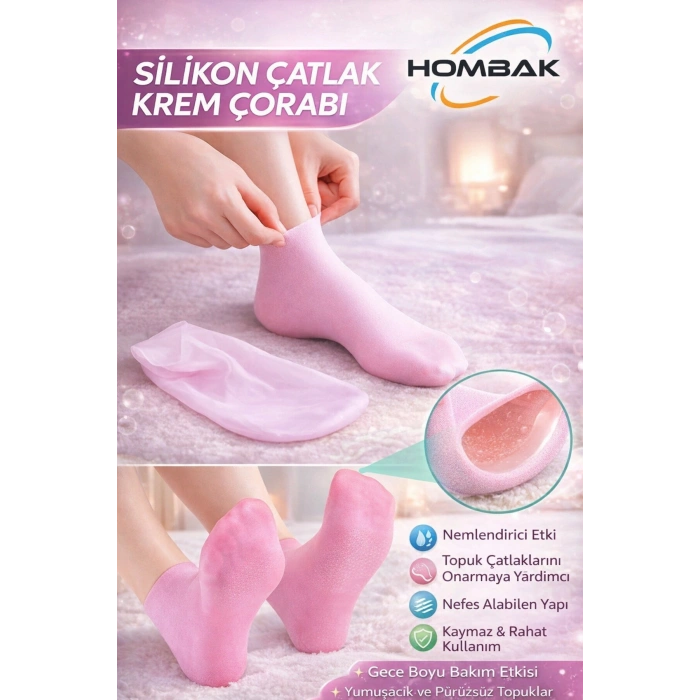Silikon Çatlak Krem Çorabı Topuk Nemlendirici Jel Çorap Kaymaz Bakım Çorabı