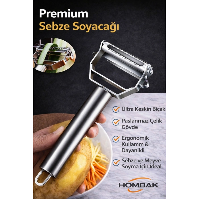 Premium Sebze Soyacağı – Paslanmaz Çelik, Ultra Keskin Bıçak, Ergonomik Profesyonel Soyacak