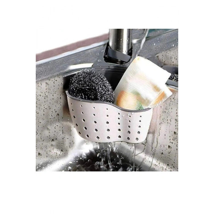 Musluk Üstü Lavabo Organizeri Süngerlik – Su Tahliyeli Sünger ve Fırça Düzenleyici