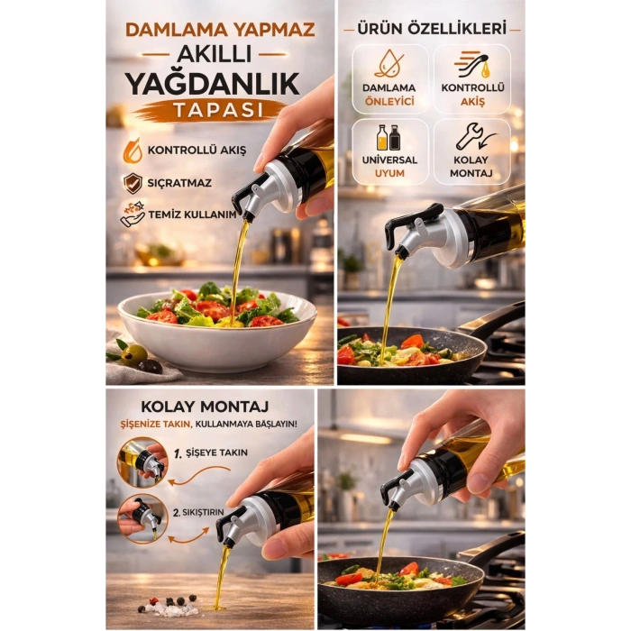 Akıllı Yağdanlık Tapası Damlatmaz Kontrollü Akış Yağ Şişesi Aparatı