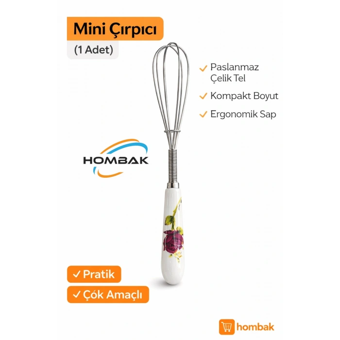 Mini Çırpıcı 1 Adet Paslanmaz Çelik Tel Ergonomik Sap Kahve Yumurta Sos Karıştırıcı