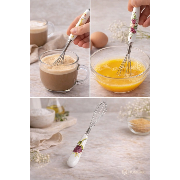 Mini Çırpıcı 1 Adet Paslanmaz Çelik Tel Ergonomik Sap Kahve Yumurta Sos Karıştırıcı
