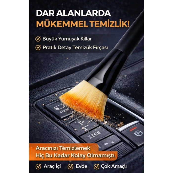 Çok Amaçlı Detay Temizlik Fırçası – Araç İçi, Havalandırma, Tuş Arası Temizleyici, Yumuşak Kıllı