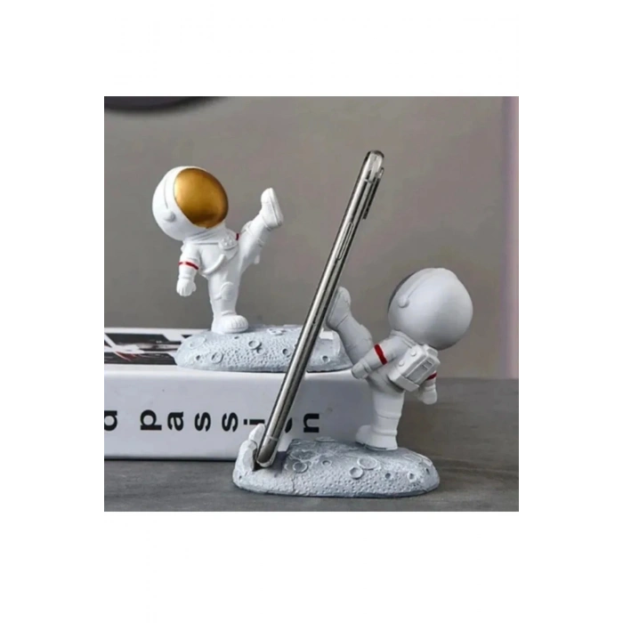 Astronot Telefon Tutucu Stand Kaymaz Taban Masaüstü Şık Dekoratif Telefon Standı