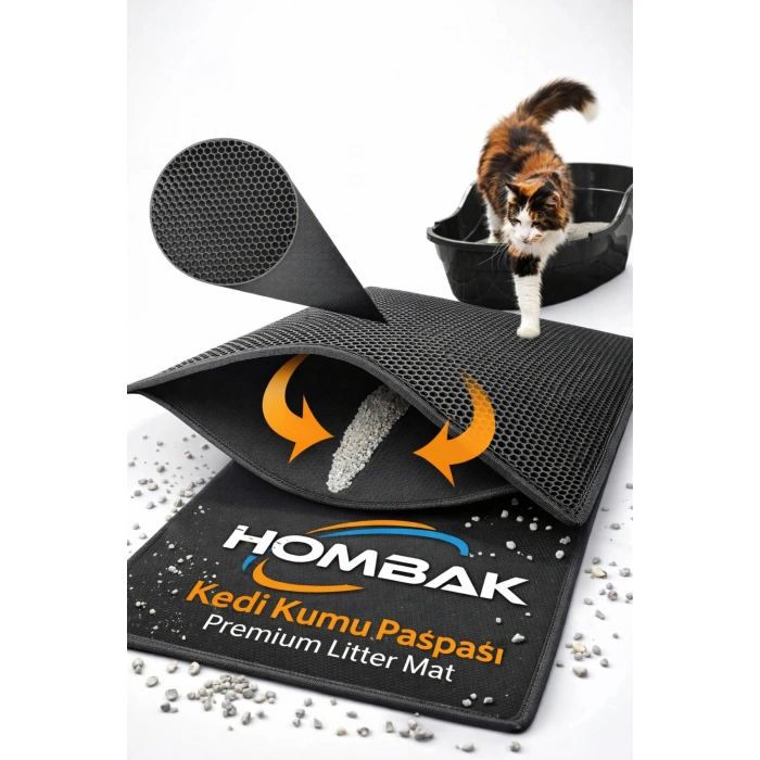 Kedi Kumu Paspası Çift Katmanlı Büyük Boy Kum Tutucu Kaymaz Su Geçirmez Kedi Tuvalet Önü Matı
