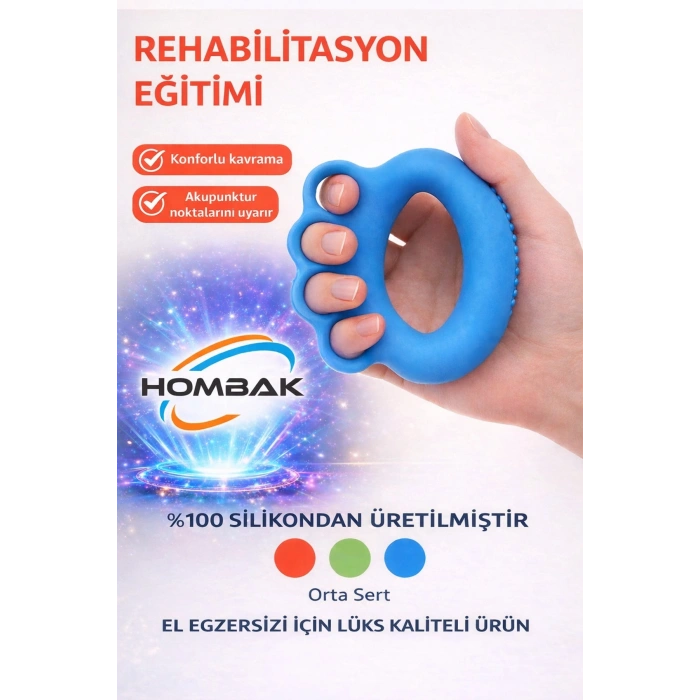 El Egzersiz Aparatı Silikon Parmak Güçlendirici Rehabilitasyon Kas Geliştirici Stres Giderici Orta