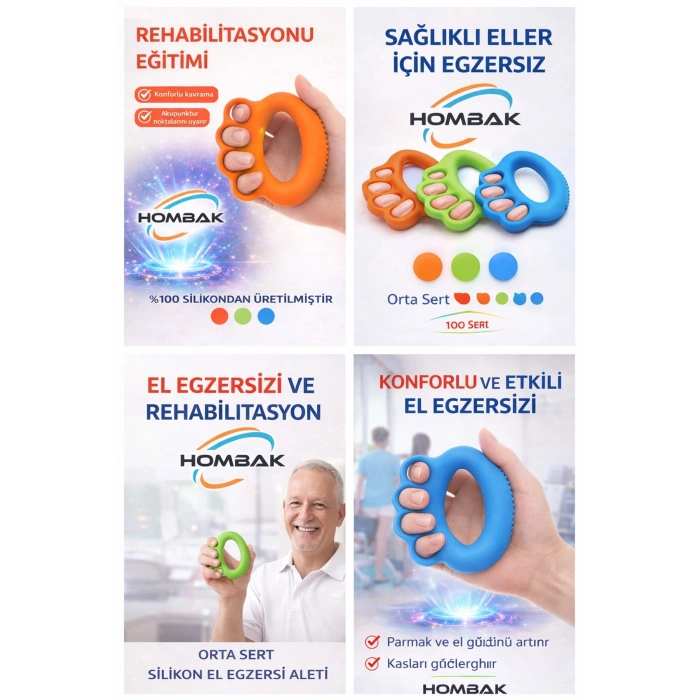 El Egzersiz Aparatı Silikon Parmak Güçlendirici Rehabilitasyon Kas Geliştirici Stres Giderici Orta