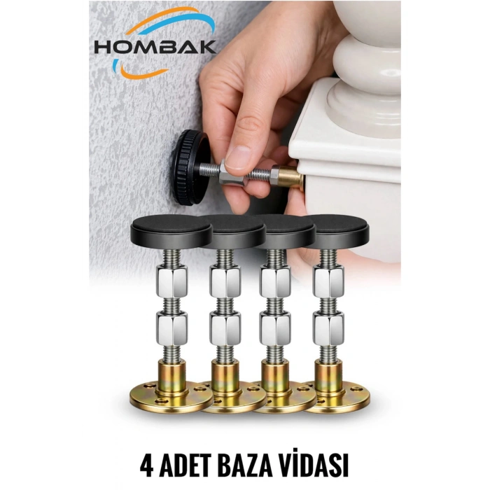 4 Adet Baza Sabitleme Vidası – Ayarlanabilir Yatak Sabitleyici Sallanma Önleyici Duvar Destek Aparat