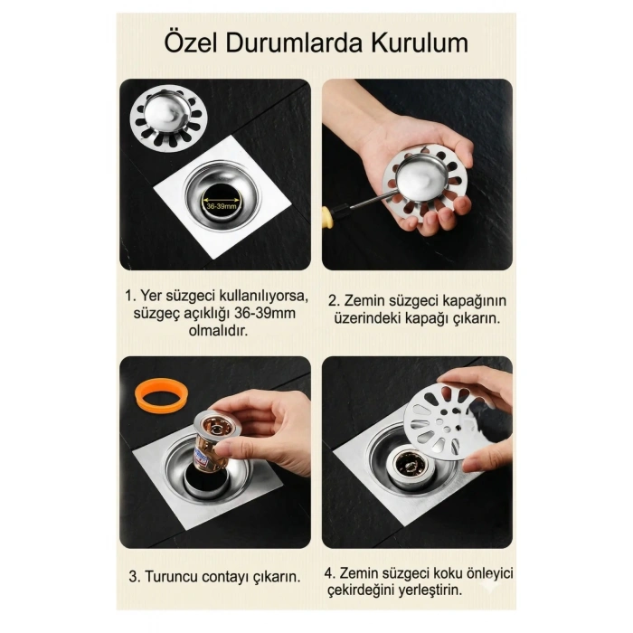 Kırmızı Valfli Gider Koku Önleyici Süzgeç – Silikon Contalı Sızdırmaz Gider Kapağı
