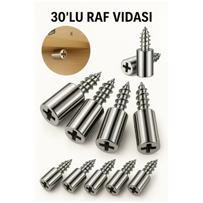 60’lı Raf Vidası Seti – Metal Dolap & Mobilya Sabitleme Vidası – Dayanıklı Çapraz Başlı Raf Pim Vida