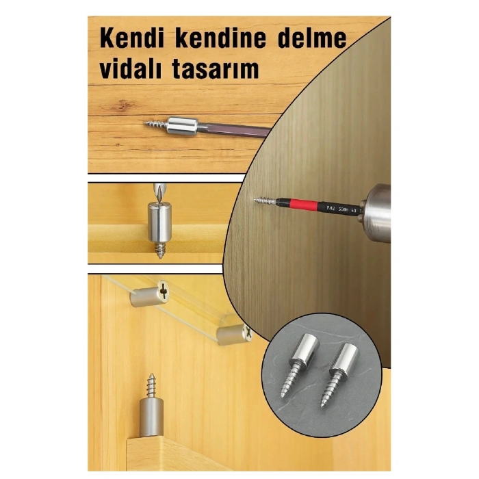 60’lı Raf Vidası Seti – Metal Dolap & Mobilya Sabitleme Vidası – Dayanıklı Çapraz Başlı Raf Pim Vida