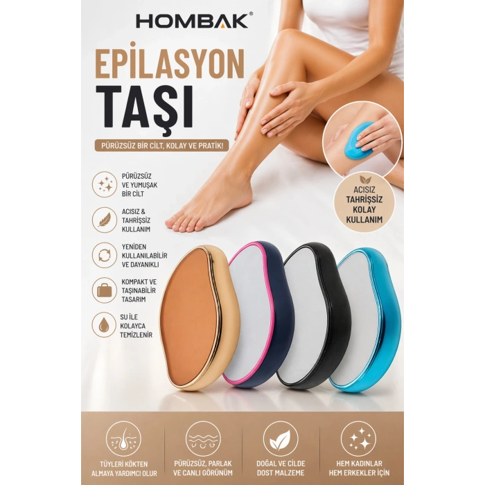 Epilasyon Taşı – Tüy Alma Taşı, Ağrısız & Tahrişsiz Tüy Temizleme Aparatı, Yeniden Kullanılabilir