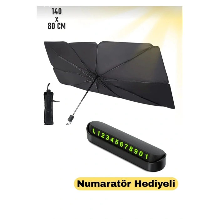 Katlanabilir Oto güneş Şemsiyesi Numaratör hediyeli