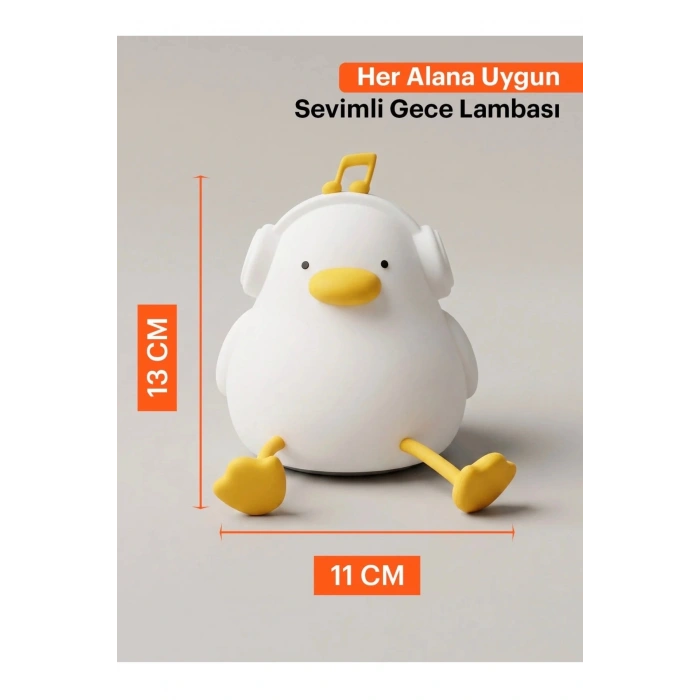 Sevimli Ördek Gece Lambası USB Şarjlı Dokunmatik Silikon LED Gece Lambası 7 Renk Değiştiren Zaman Ayarlı Çocuk ve Bebek Odası Lambası