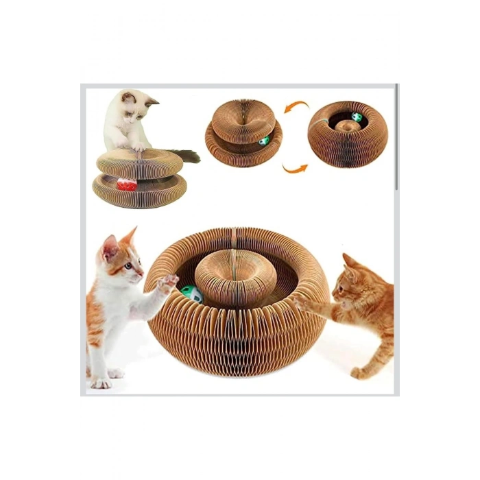 Kedi Tırmalama Oyuncağı – 2 Katlı Karton Kedi Aktivite ve Oyun Evi – Toplu Eğlence Merkezi
