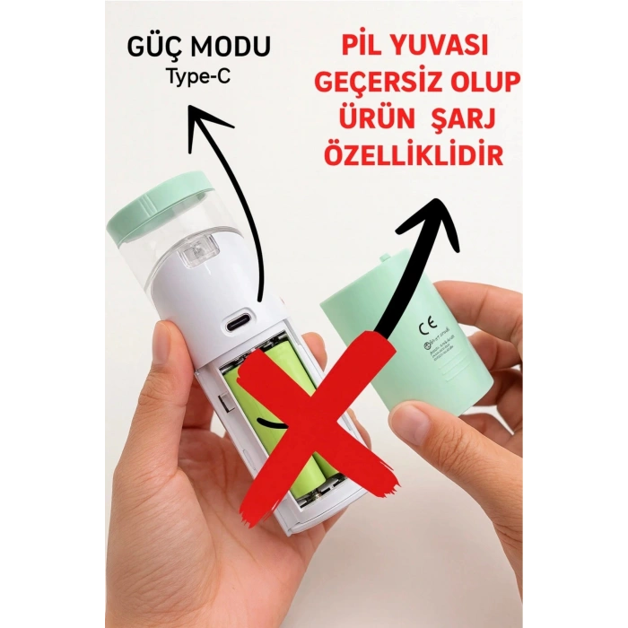 Taşınabilir Nebulizatör Mesh Buhar Makinesi Type-C Şarjlı Hava Makinesi Başlık Hediyeli