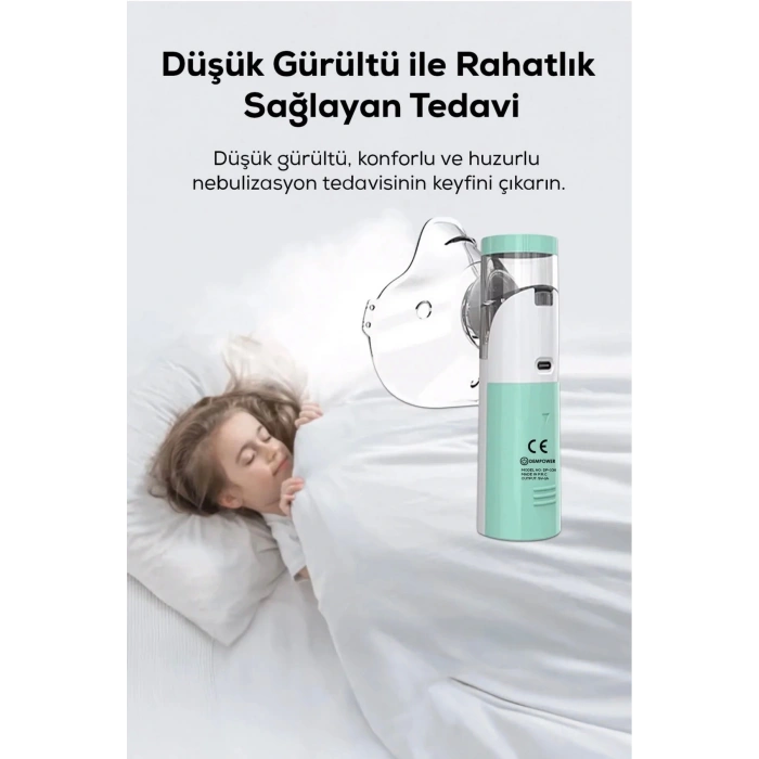 Taşınabilir Nebulizatör Mesh Buhar Makinesi Type-C Şarjlı Hava Makinesi Başlık Hediyeli