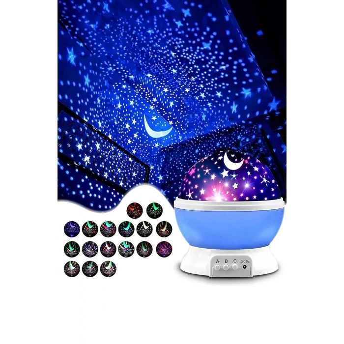 Dönen Masa Lambası Yansıtmalı Gece Lambası Işığı Gökyüzü Yıldızlı Projeksiyon Aydınlatma Elektronik