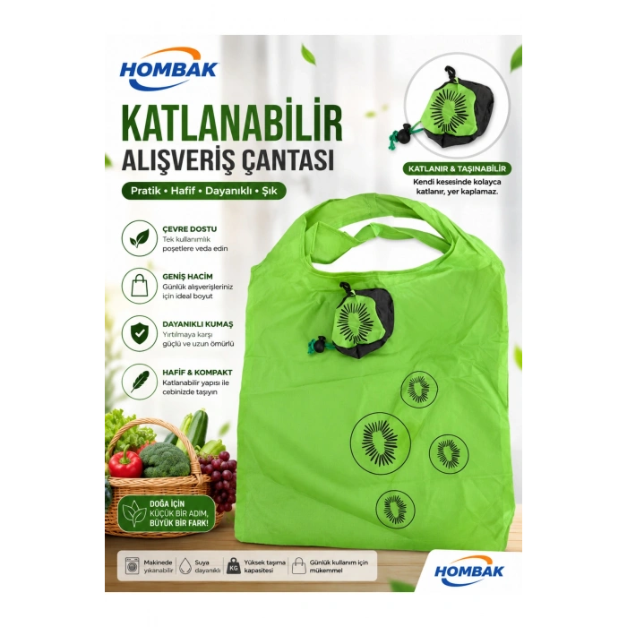 Katlanabilir Alışveriş Plaj Çantası 38x58 cm – Taşınabilir Portakal Kese Tasarımlı, Yıkanabilir, Çevre Dostu Bez Market Çantası