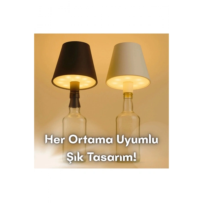 Dokunmatik Şarjlı Şişe Lambası 3 Renk Işık Ayarlı Kablosuz Gece Lambası Masa Lambası Ev Ofis Restoran Kafe