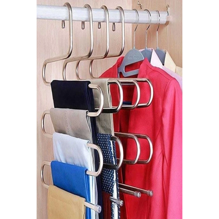 5 Adet 5 Katlı Metal Pantolon Eşarp Askısı - 5 Adet Askılık