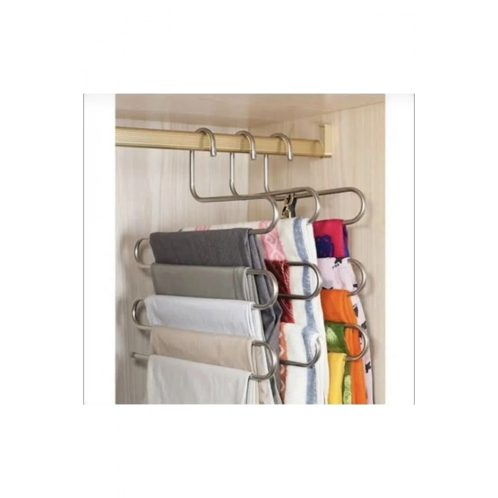 5 Adet 5 Katlı Metal Pantolon Eşarp Askısı - 5 Adet Askılık