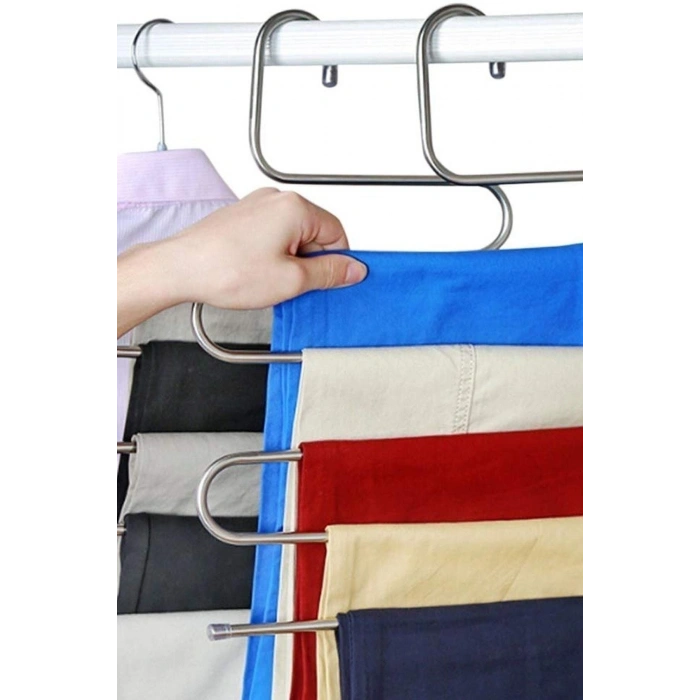 5 Adet 5 Katlı Metal Pantolon Eşarp Askısı - 5 Adet Askılık