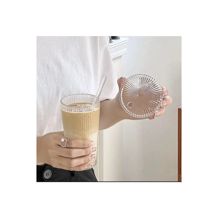2 Adet 400 ml Kapaklı Pipetli Origami Stil Bardak | Kahve Ve Sunum