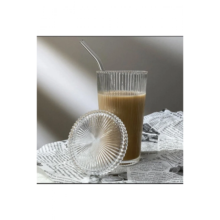 3 ADET 400 ml Kapaklı Pipetli Origami Stil Bardak Kahve Ve Sunum Hmbk9545