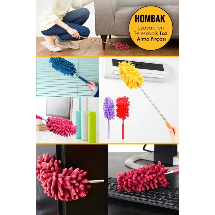 Teleskopik Mikrofiber Pratik Uzayabilen Toz Alma Fırçası Aparatı Trend100340