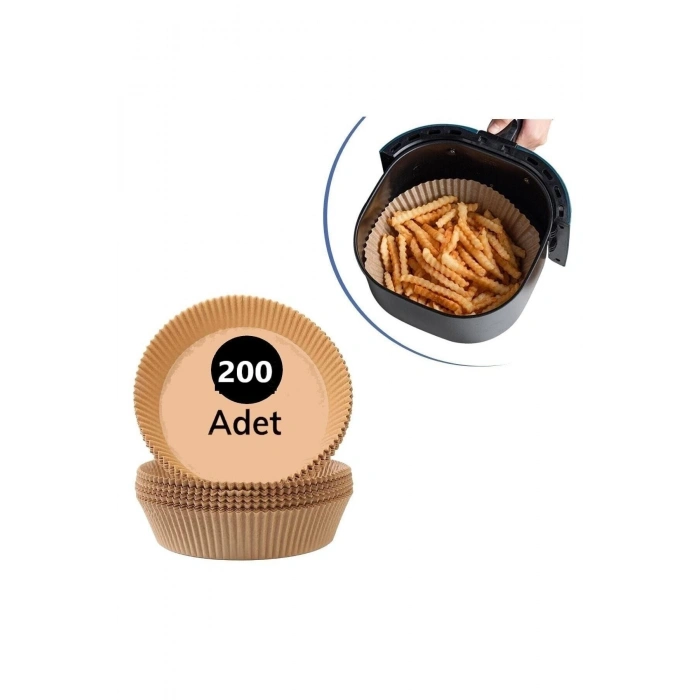 200 Adet Airfryer Pişirme Kağıdı Yuvarlak Tabak Model Yağlı Kağıt