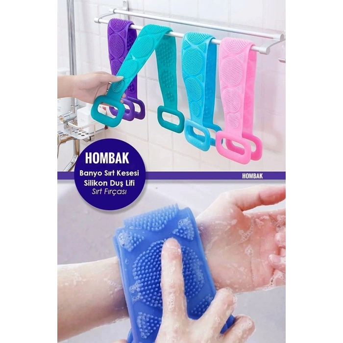 Banyo Sırt Kesesi Çift Taraflı Slıkon Duş Lifi Sırt Fırçası 60 Cm