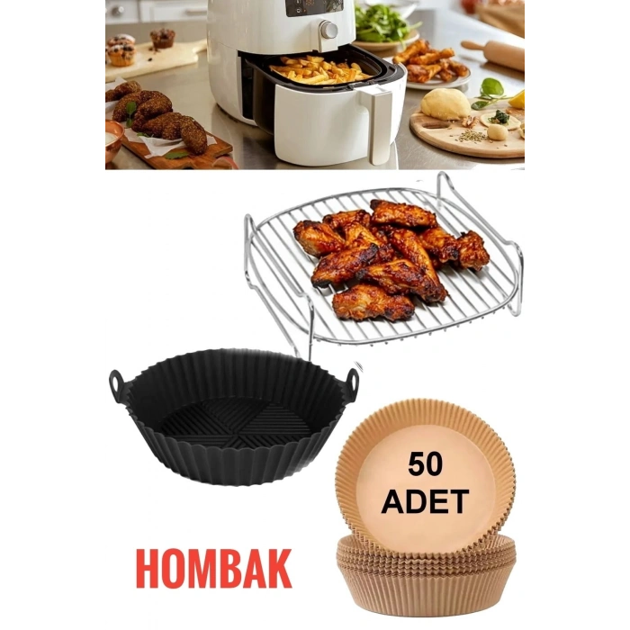 Airfryer Izgara Teli Pişirme Silikon Kab Pişirme Kağıdı Fritöz Paslanmaz Izgara Teli