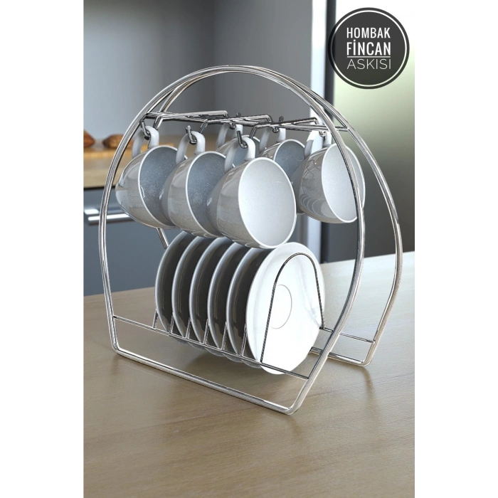 Siyah Oval Kupa Ve Fincan Askılığı Standı