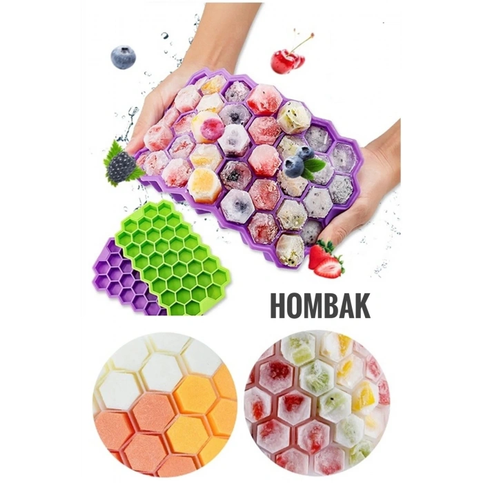Petek Şeklinde Silikon Buz Kalıbı Kokteyl Meyve Dondurma Kalıbı Silikon Buzluk