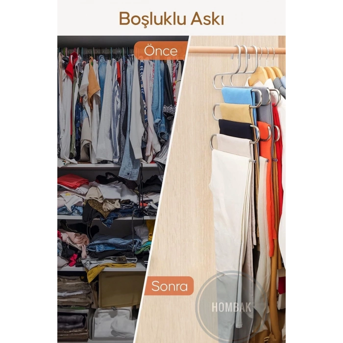 Dekoratif Metal Dolap Içi Krom Askı Pantolon Askısı Çoklu Askılık