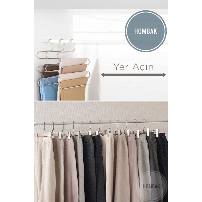 Dekoratif Metal Dolap Içi Krom Askı Pantolon Askısı Çoklu Askılık