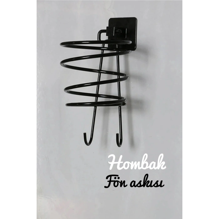 Siyah Fön Makinesi Askısı Saç Kurutma Makinesi Tutacağı Yapışkanlı