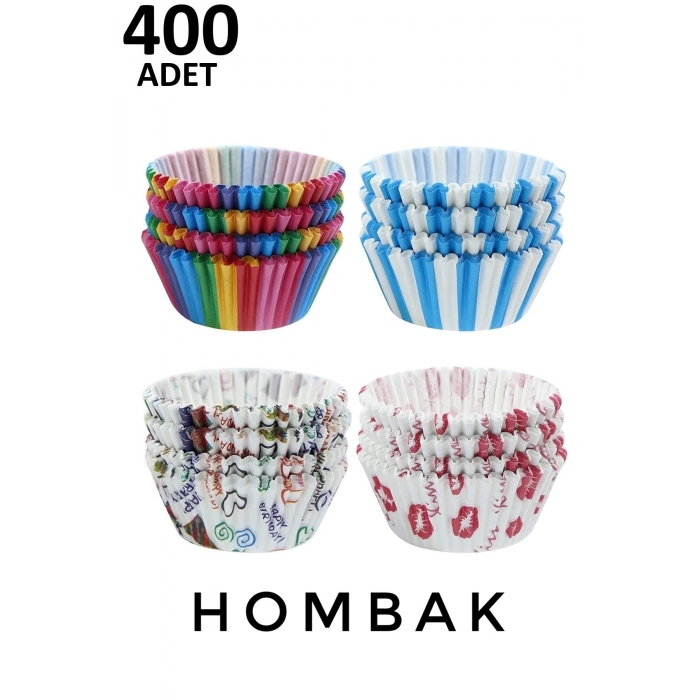 400 Adet Muffin Cupcake Kağıdı, Renkli Kağıt Muffin Kek Kalıbı