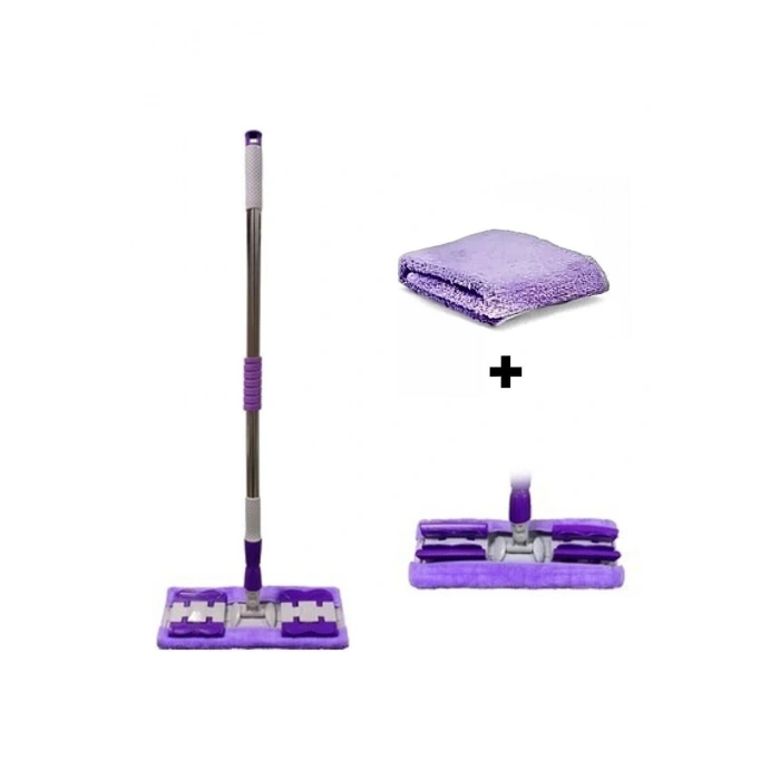 Mor Teleskopik Mandallı Mikrofiber Sihirli Mop Yüzey Temizleyici (duvar,fayans,yer,cam)