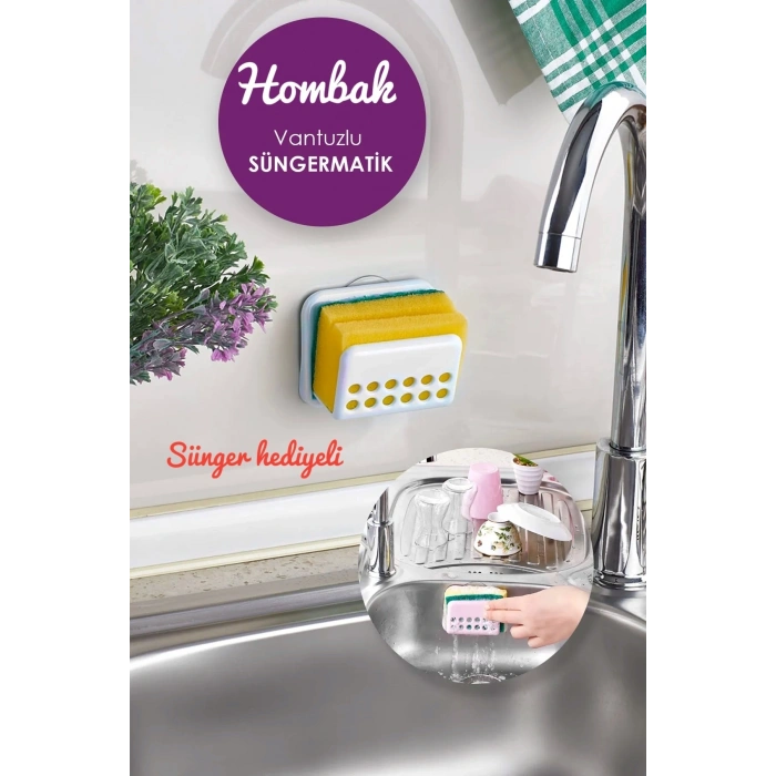 Pratik Vantuzlu Süngermatik Sünger Askısı Süngerlik