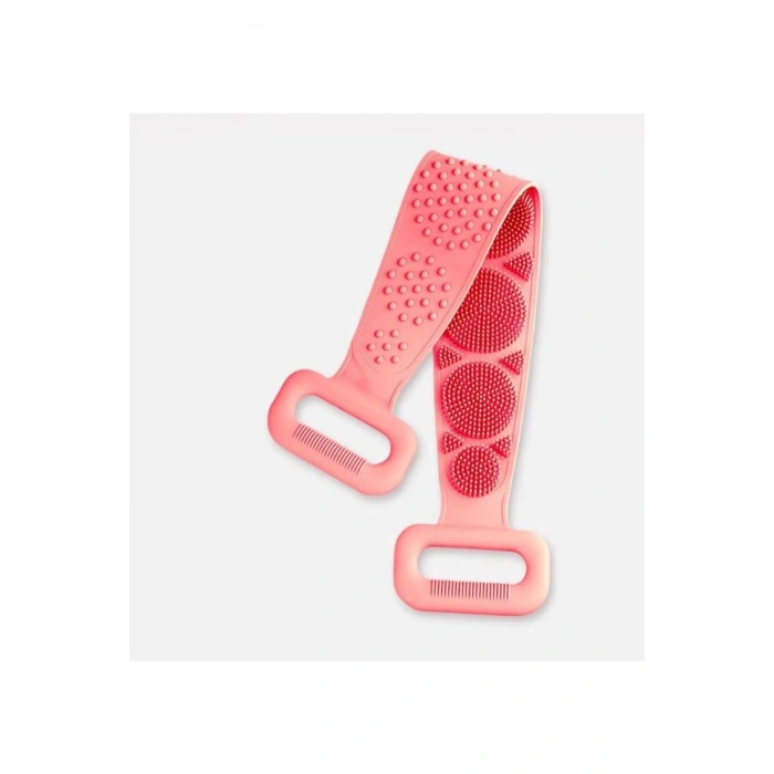 Pembe Çift Taraflı Banyo Duş Sırt Kesesi Slikon Duş Vucut Kesesi Duş Lifi Fırçası