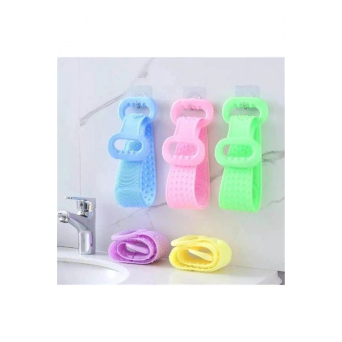 Pembe Çift Taraflı Banyo Duş Sırt Kesesi Slikon Duş Vucut Kesesi Duş Lifi Fırçası
