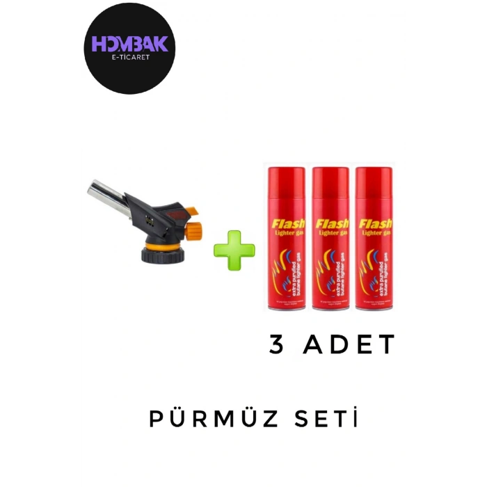 1300 Derece Profesyonel Pürmüz Çakmak Ws-509c Kafa Çakmak 3 Adet Flash Gazı