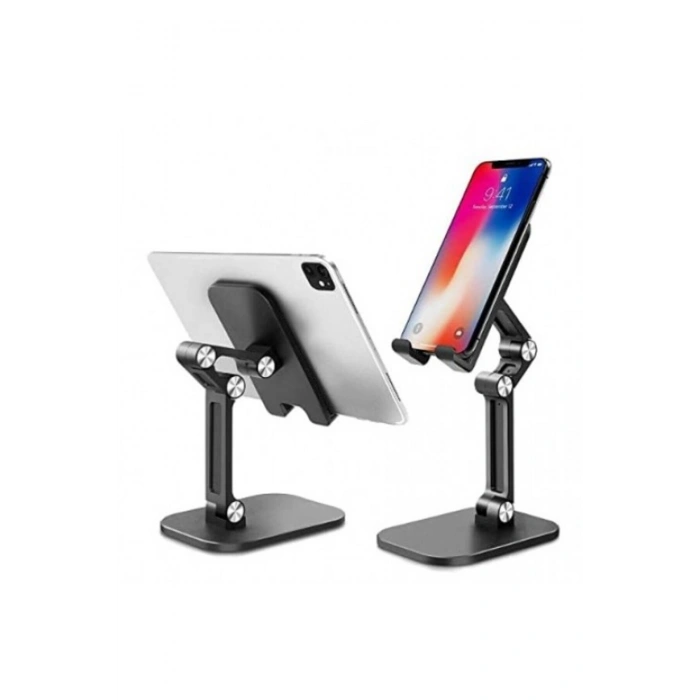 Kademeli Katlanabilir Masaüstü Telefon Tablet Standı Siyah Telefon Tutucu